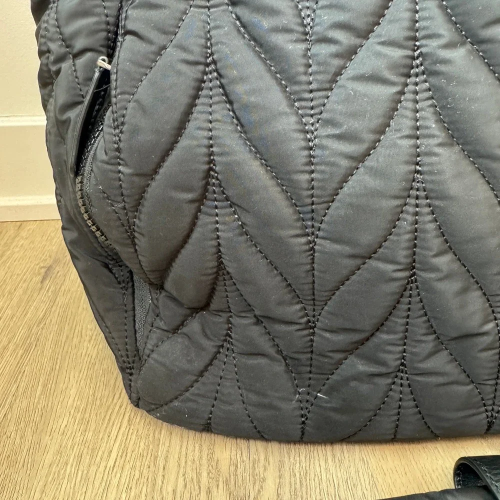 Kate Spade New York Chelsea Black Quilted Nylon Baby Bag Diaper Tote with Mat
